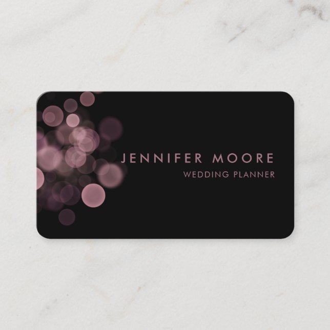 Luxury Black Rose Gold Light Spots Professional Business Card (Front)