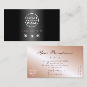 Luxury Black Rose Gold Sparkling Diamonds Add Logo Business Card