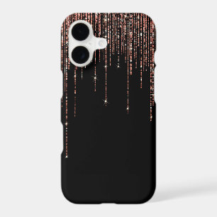 Luxury Black Rose Gold Sparkly Glitter Fringe