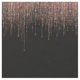 Luxury Black Rose Gold Sparkly Glitter Fringe Fabric