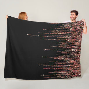 Luxury Black Rose Gold Sparkly Glitter Fringe Fleece Blanket