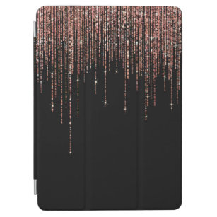Luxury Black Rose Gold Sparkly Glitter Fringe iPad Air Cover