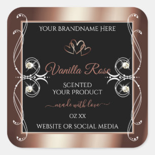 Luxury Black Rosegold Shimmery Decor Product Label