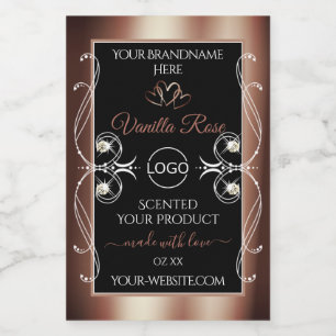 Luxury Black Rosegold Shimmery Product Labels Logo