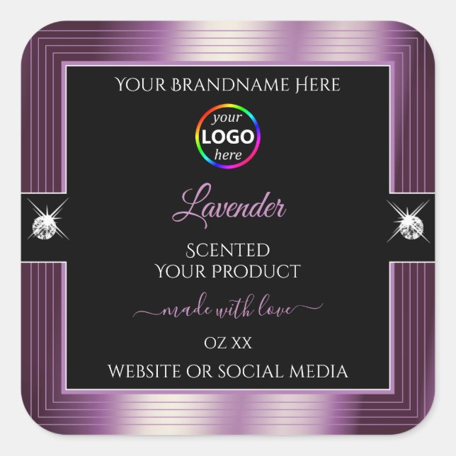 Luxury Black Shiny Purple with Logo Product Label (Front)