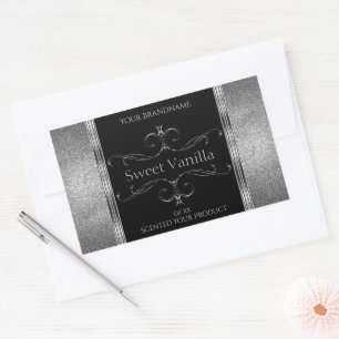 Luxury Black Silver Glitter Ornate Product Labels