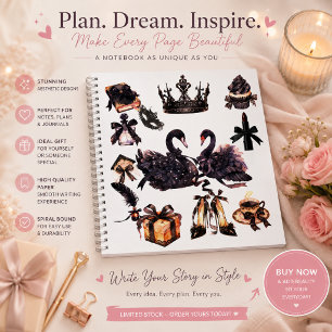 Luxury Black Swan Notebook Dark Feminine Aesthet