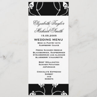 Luxury Black Swirls Damask Menu
