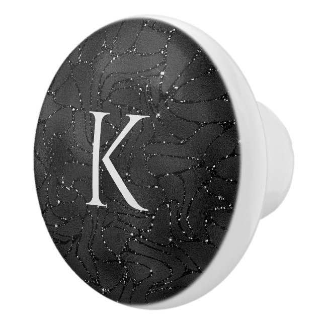Luxury Black Texture With White Sparkles Ceramic Knob (Right)