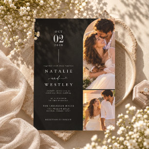 Luxury Black Two Photo Wedding Invitation