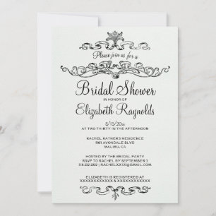 Luxury Black & White Bridal Shower Invitations