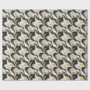 Luxury Black & White Marble with Gold Glitter Vein Wrapping Paper