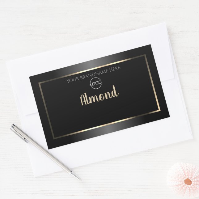 Luxury Black White Product Labels Gold Frame Logo (Envelope)