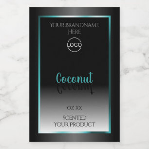 Luxury Black White Product Labels Teal Frame Logo