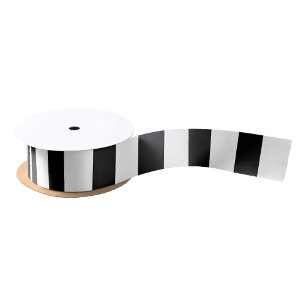 Luxury Black & White Stripes Gift Wrapping Satin Ribbon