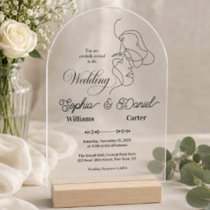 Luxury Black & White Wedding Chic Artistic Couple Acrylic Invitations