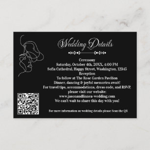 Luxury Black & White Wedding Chic Artistic Couple Enclosure Card