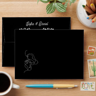 Luxury Black & White Wedding Chic Artistic Couple  Envelope