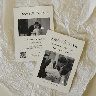 Luxury Black & White Wedding Save The Date Photo Invitation