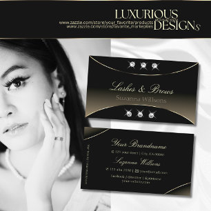 Luxury Black Whitegold Decor & Sparkling Diamonds Business Card