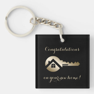 Luxury Black With Gold Key Real Estate Marketing Ring