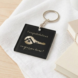 Luxury Black With Gold Key Real Estate Marketing Ring