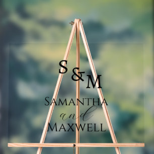 Luxury BlackWedding Monogram Acrylic Sign