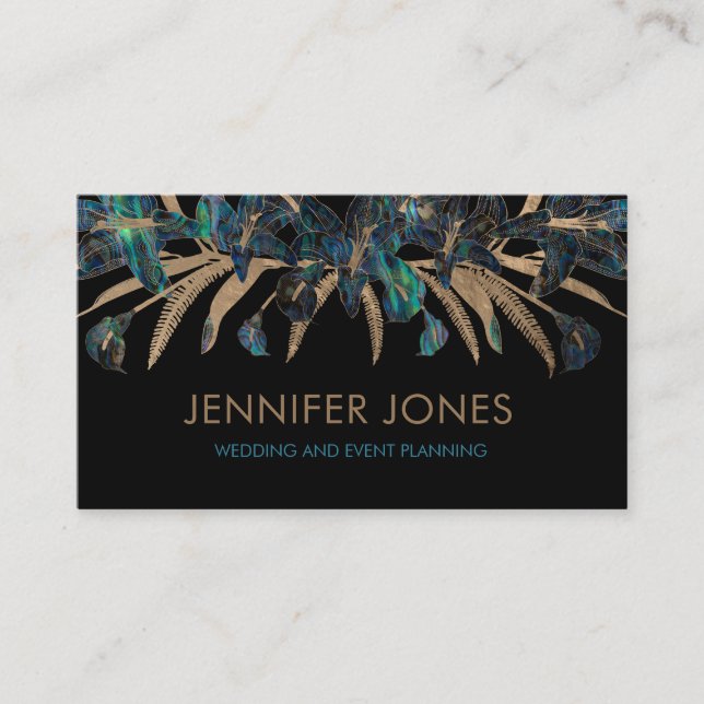 Luxury Blossom Abalone Shell and Gold Business Card (Front)