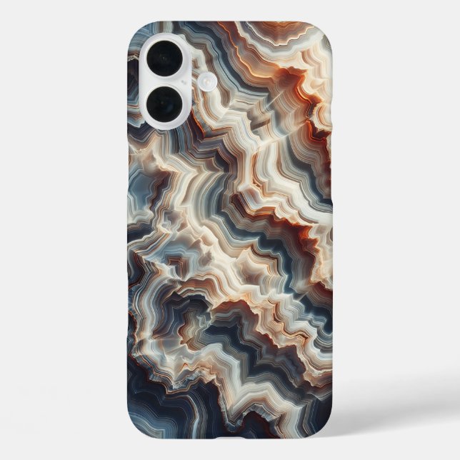 Luxury Blue and Amber Agate Phone Case - Intricate (Back)