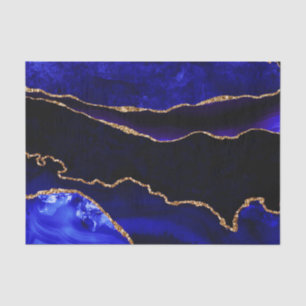 Luxury Blue and Gold Glitter Agate Happy Birthday Tissue Paper