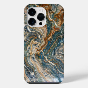 Luxury Blue and Gold Marble Swirl iPhone Case