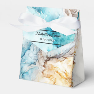 Luxury Blue And Gold Marble Wedding Favour Box