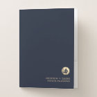 Luxury Blue and Gold Monogram Pocket Folder