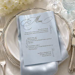 Luxury Blue Brown Wedding Menu Card