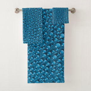 Luxury Blue Bubble Drops Bath Towel Set
