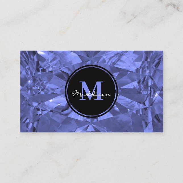 Luxury Blue Crystal Jewel Gem Design Business Card (Front)