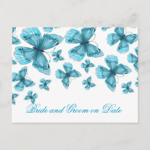 Luxury Blue Elegant Butterfly Save date card