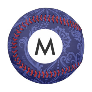 Luxury blue floral damask wallpaper baseball