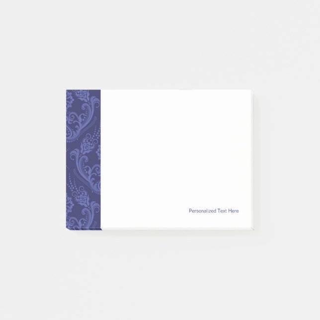 Luxury blue floral damask wallpaper post-it notes (Front)