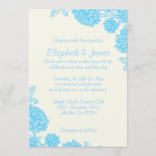 Luxury Blue Floral Wedding Invitations