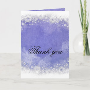 Luxury Blue Frosty Snowflake Winter Thank you card
