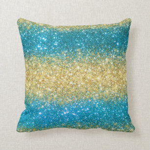 Luxury Blue Gold Glitter Cushion