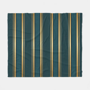 Luxury Blue Green Gold Stripe Gift Wrap Pattern Fleece Blanket