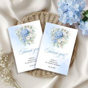 Luxury Blue Hydrangea Eucalyptus thank you card