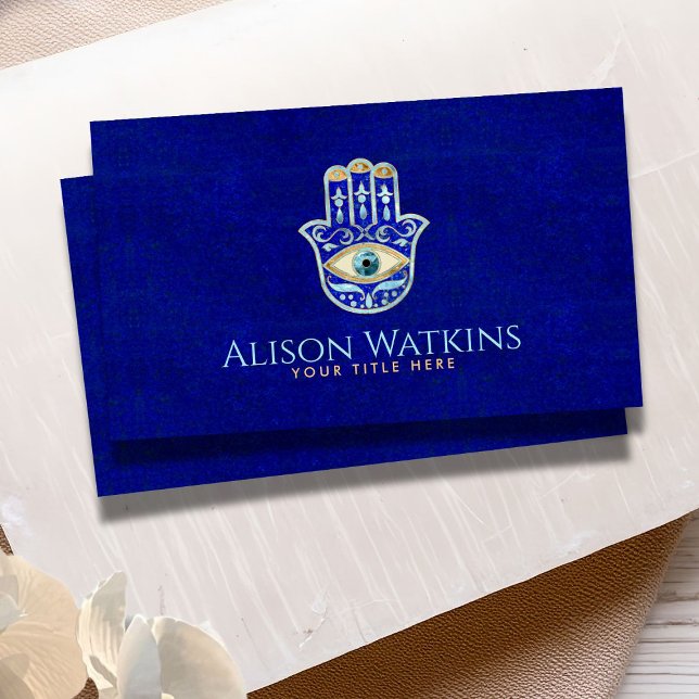 Luxury Blue Lapis Lazuli Hamsa Hand Ornament Business Card (Creator Uploaded)