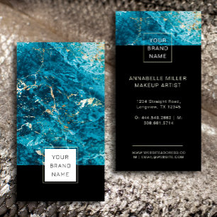 Luxury Blue Marble Business Card with Gold Accent