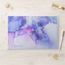 Luxury blue purple alcohol ink marble laptop skin
