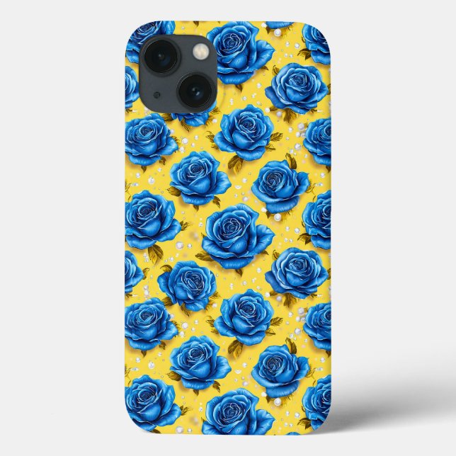 Luxury Blue Roses Stylish Elegant Floral Design Case-Mate iPhone Case (Back)