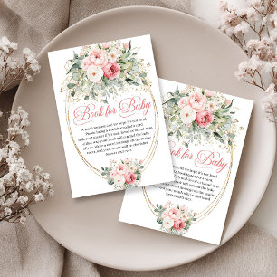 Luxury Blush and Gold Baby Shower Book Request Enclosure Card