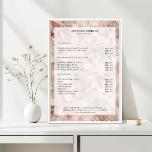Luxury, Blush-Beige, Flower, Salon Price List  Poster